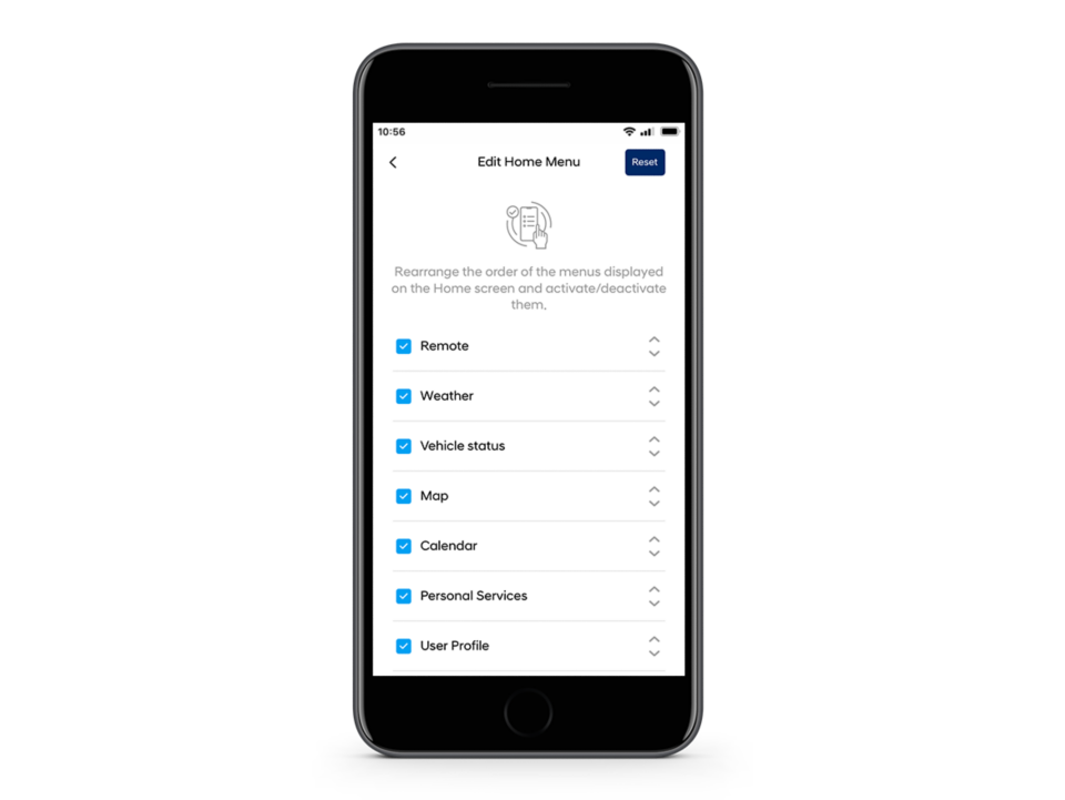 Close-up of the Hyundai Bluelink app 